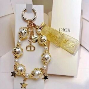 Dior Gold and Pearl Star Bracelet key ring/ bag charm